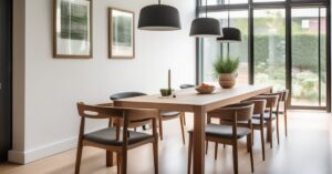 Wymiary odległość stołu od ściany: swobodny ruch krzeseł w jadalni