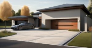 Wysoki podjazd do garażu: Funkcjonalny betonowy podjazd pod garaż